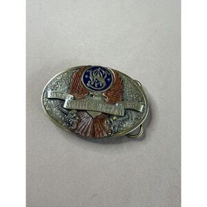 Smith & Wesson Eagle Bronze Blue Enamel 1852 Belt Buckle Vintage